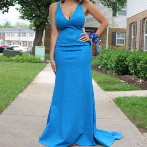 Peacock blue prom dress - Picture 1 of 4